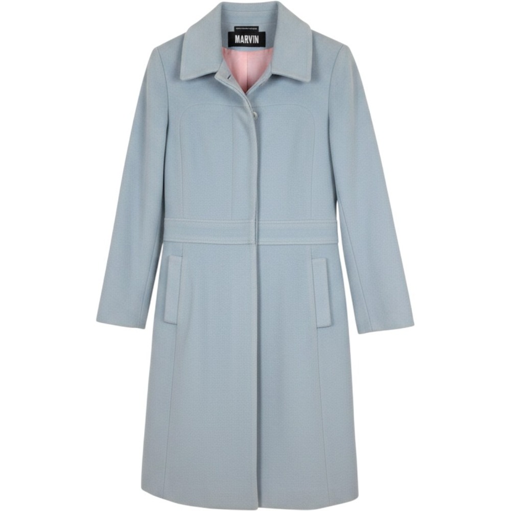 Marvin Richards Wool Coat Medium Light Blue Tailored Long Sleeve Winter Jacket